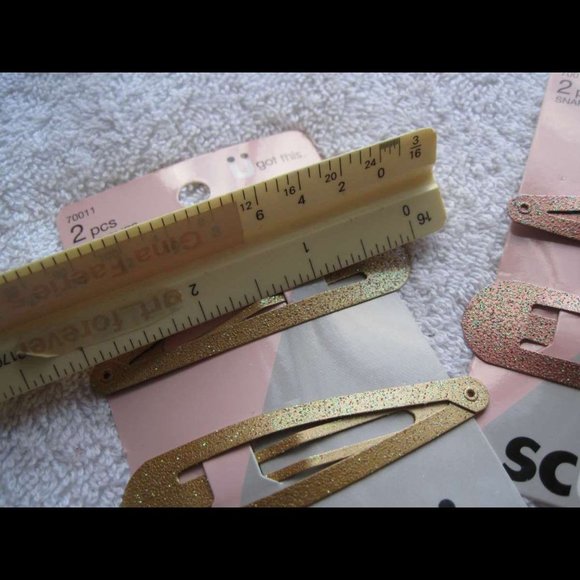 2 Scunci Large 3" Metal Glitter Snap Contour Hair Clips Conair Silver Gold Pink - Picture 3 of 11